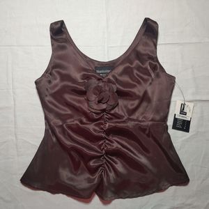 Frank Lyman Tank Top Women's Size 4 Brown Flower V-Neck Sleeveless Shirt NWT